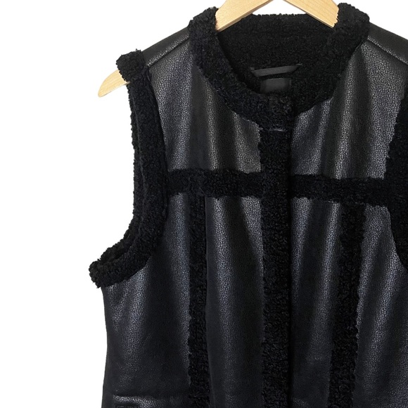 Nic + Zoe Faux Leather Fur Sherpa Vest Black - Picture 4 of 8